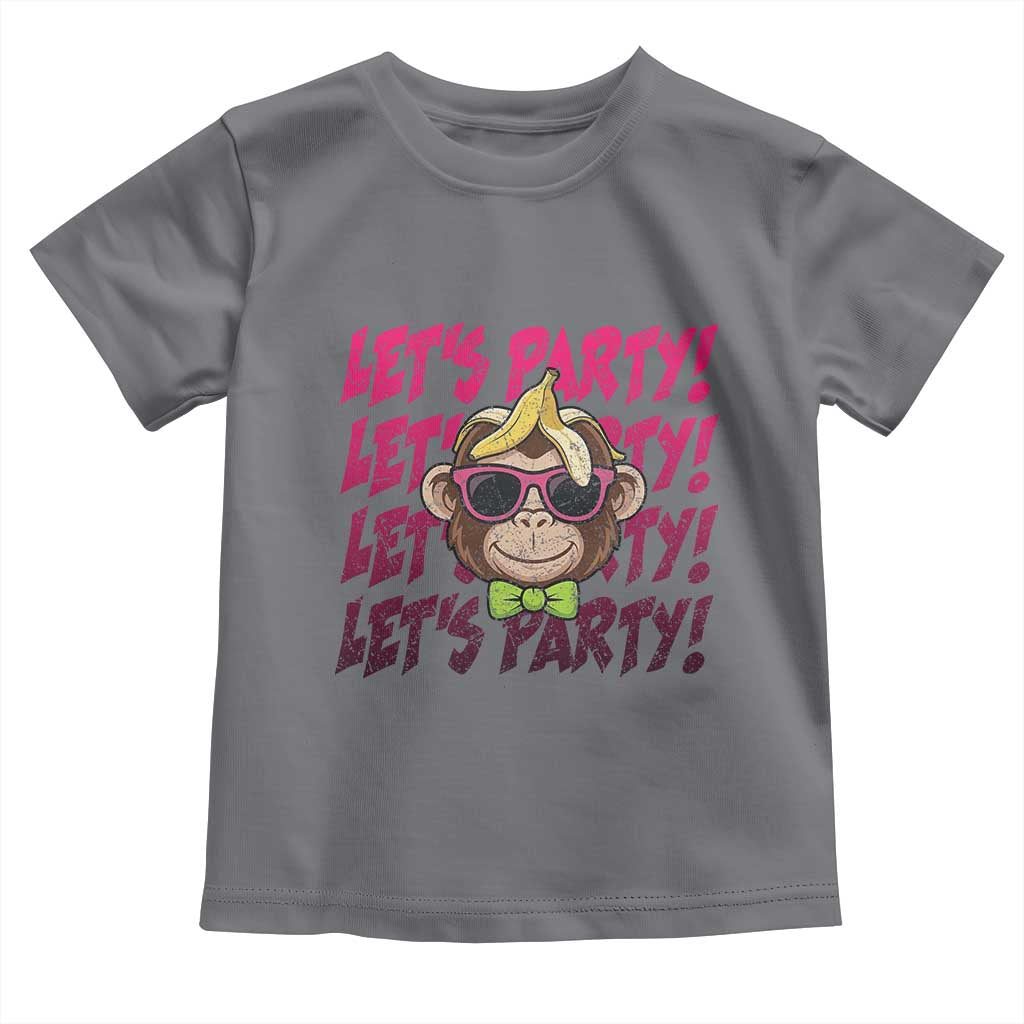 Lets Party Monkey Baseball Toddler T Shirt Funny Ball Party Game Day Fans