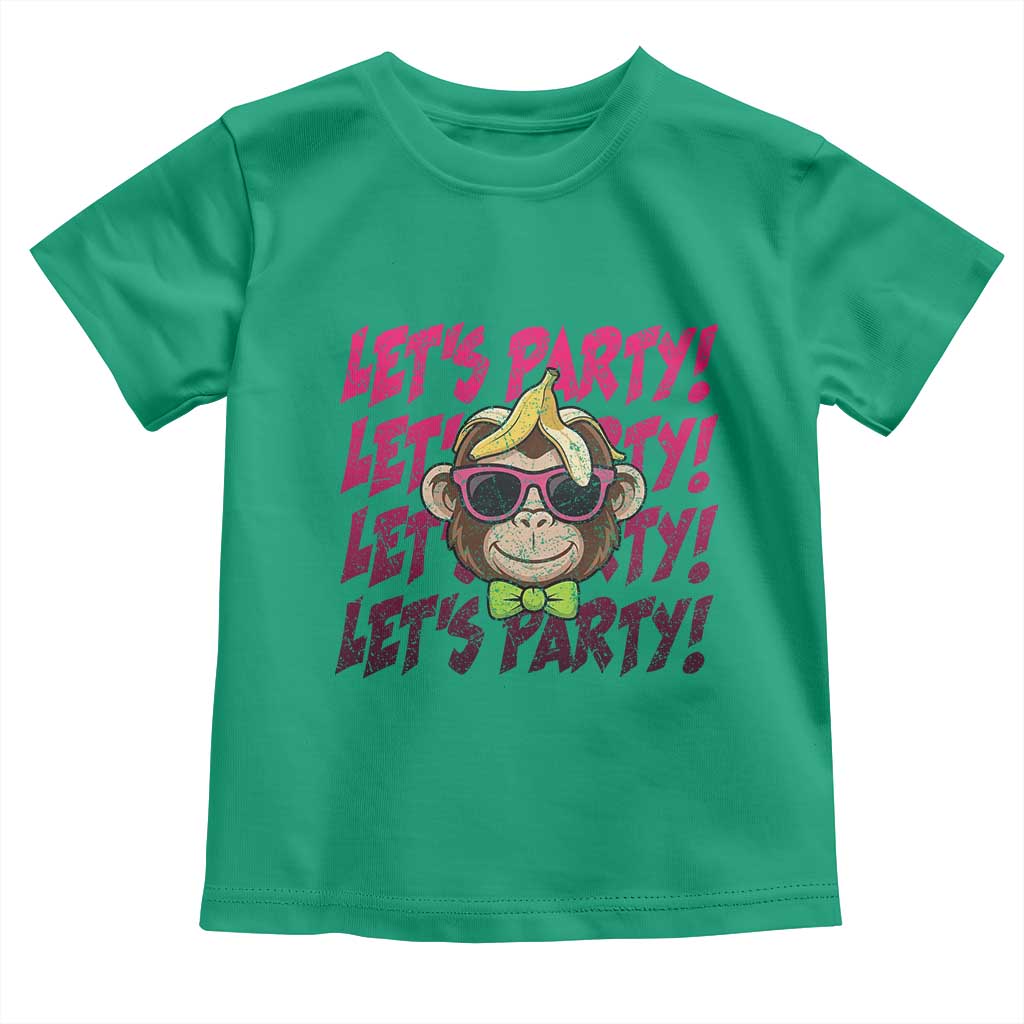Lets Party Monkey Baseball Toddler T Shirt Funny Ball Party Game Day Fans