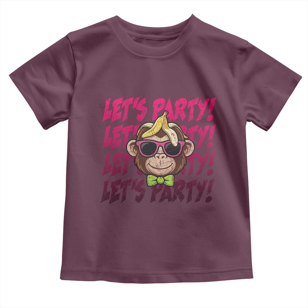 Lets Party Monkey Baseball Toddler T Shirt Funny Ball Party Game Day Fans