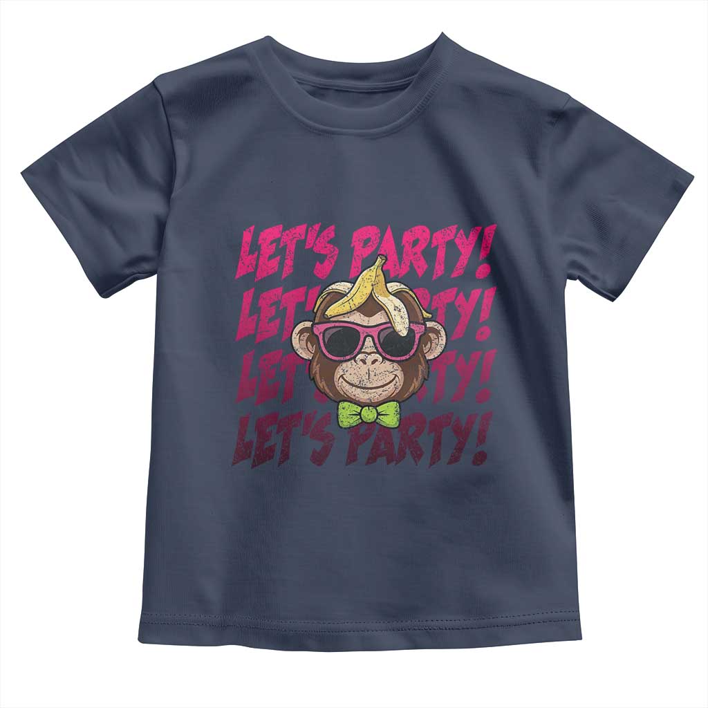 Lets Party Monkey Baseball Toddler T Shirt Funny Ball Party Game Day Fans