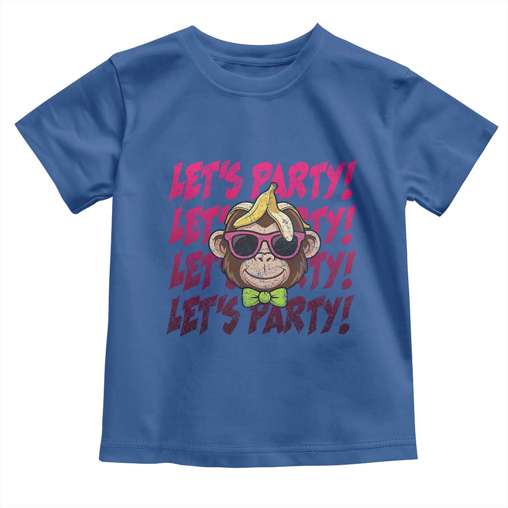 Lets Party Monkey Baseball Toddler T Shirt Funny Ball Party Game Day Fans