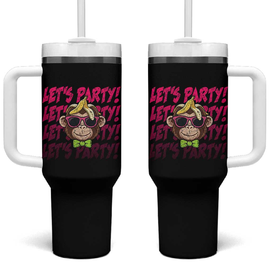 Lets Party Monkey Baseball Tumbler With Handle Funny Ball Party Game Day Fans