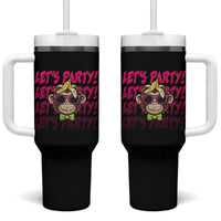 Lets Party Monkey Baseball Tumbler With Handle Funny Ball Party Game Day Fans