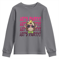 Lets Party Monkey Baseball Youth Sweatshirt Funny Ball Party Game Day Fans