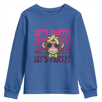 Lets Party Monkey Baseball Youth Sweatshirt Funny Ball Party Game Day Fans