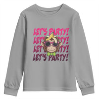 Lets Party Monkey Baseball Youth Sweatshirt Funny Ball Party Game Day Fans