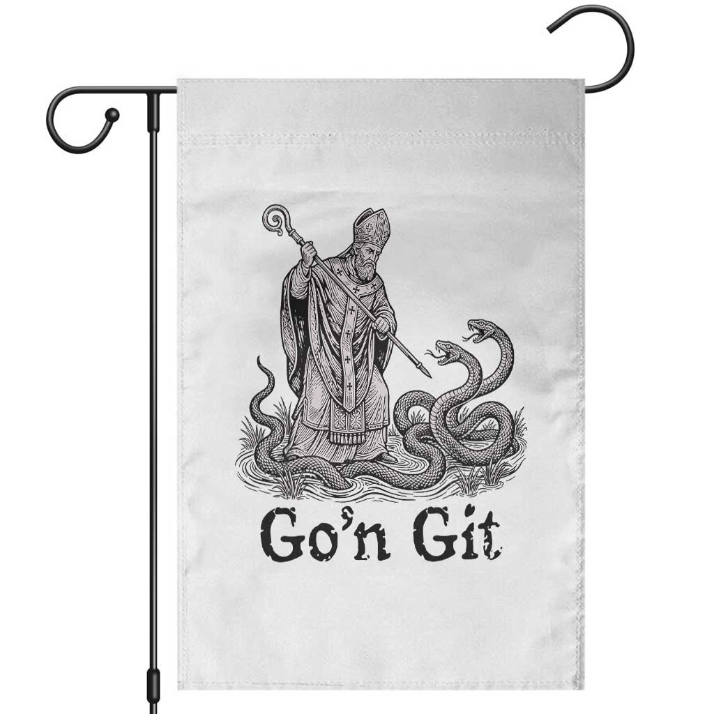 Go'n Git Funny Saint Patrick Banishing Snakes Garden Flag Irish History Humor St Patricks Day