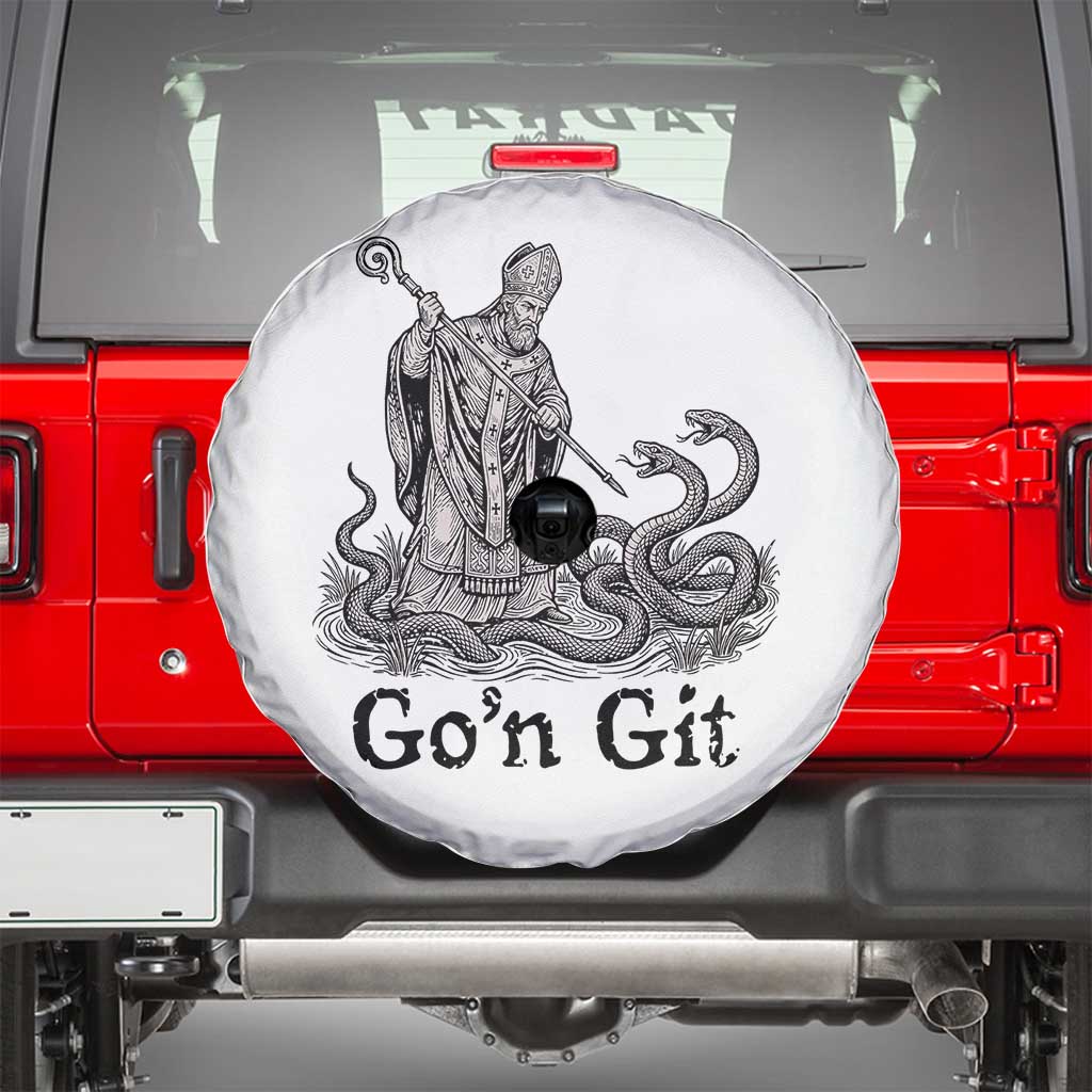 Go'n Git Funny Saint Patrick Banishing Snakes Spare Tire Cover Irish History Humor St Patricks Day