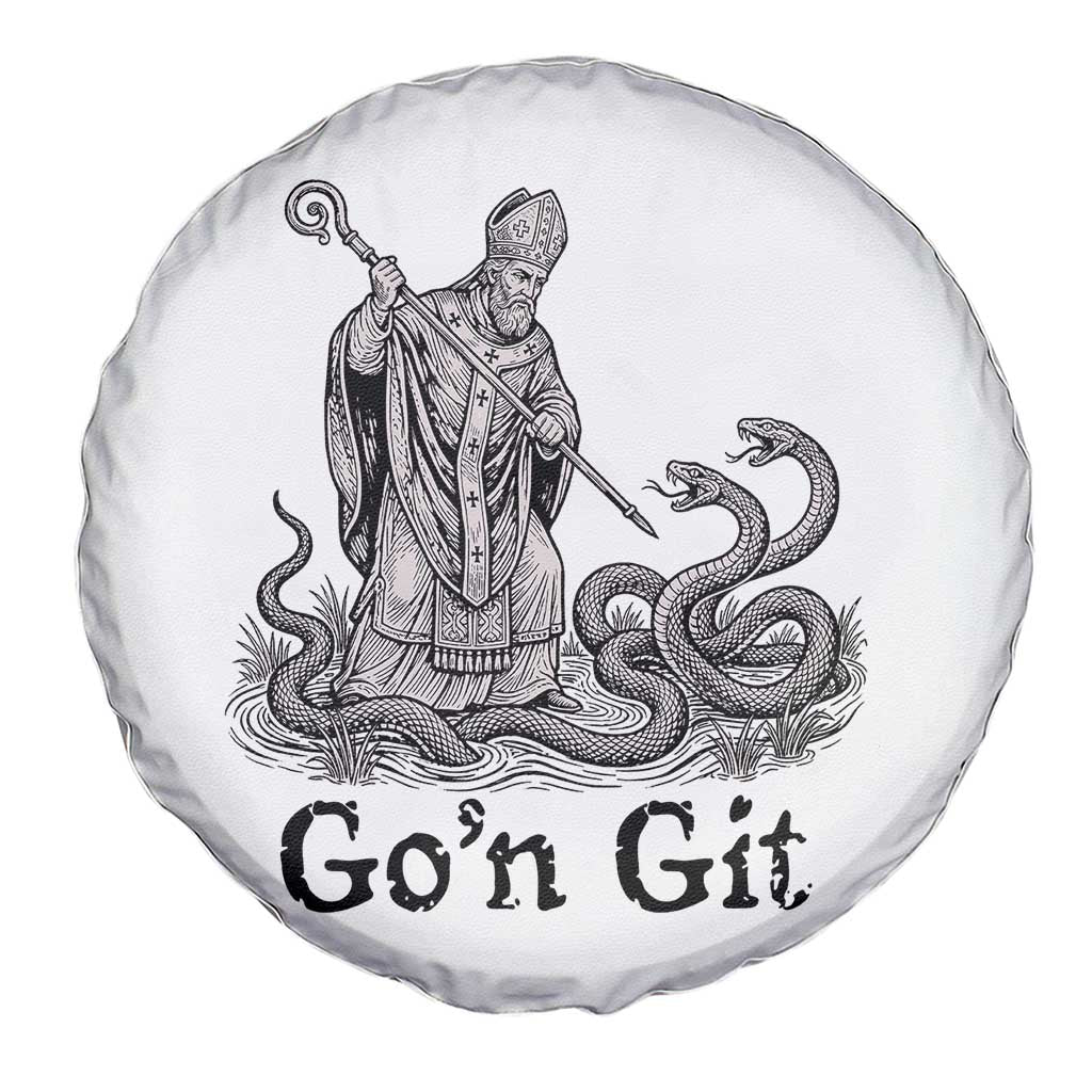 Go'n Git Funny Saint Patrick Banishing Snakes Spare Tire Cover Irish History Humor St Patricks Day