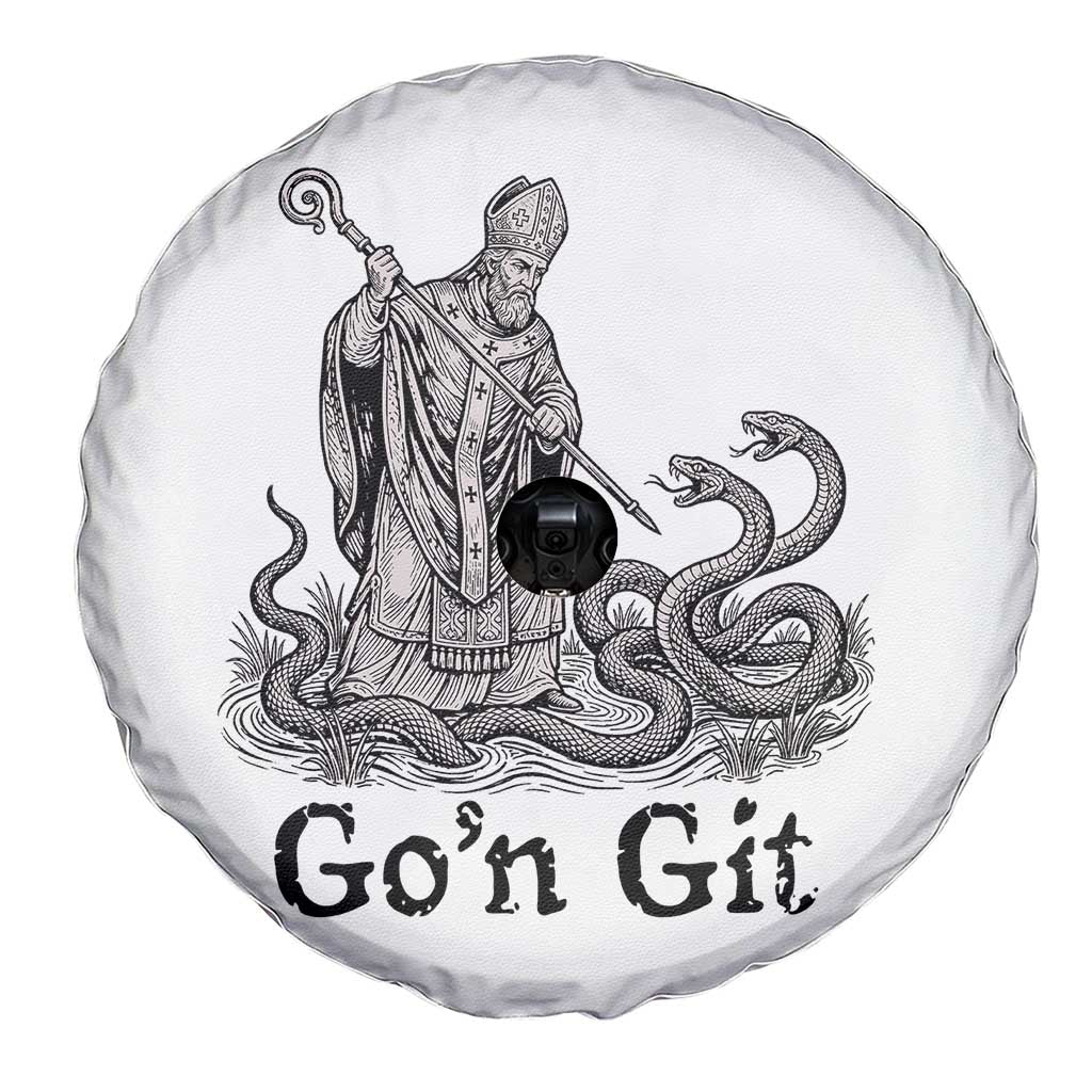 Go'n Git Funny Saint Patrick Banishing Snakes Spare Tire Cover Irish History Humor St Patricks Day