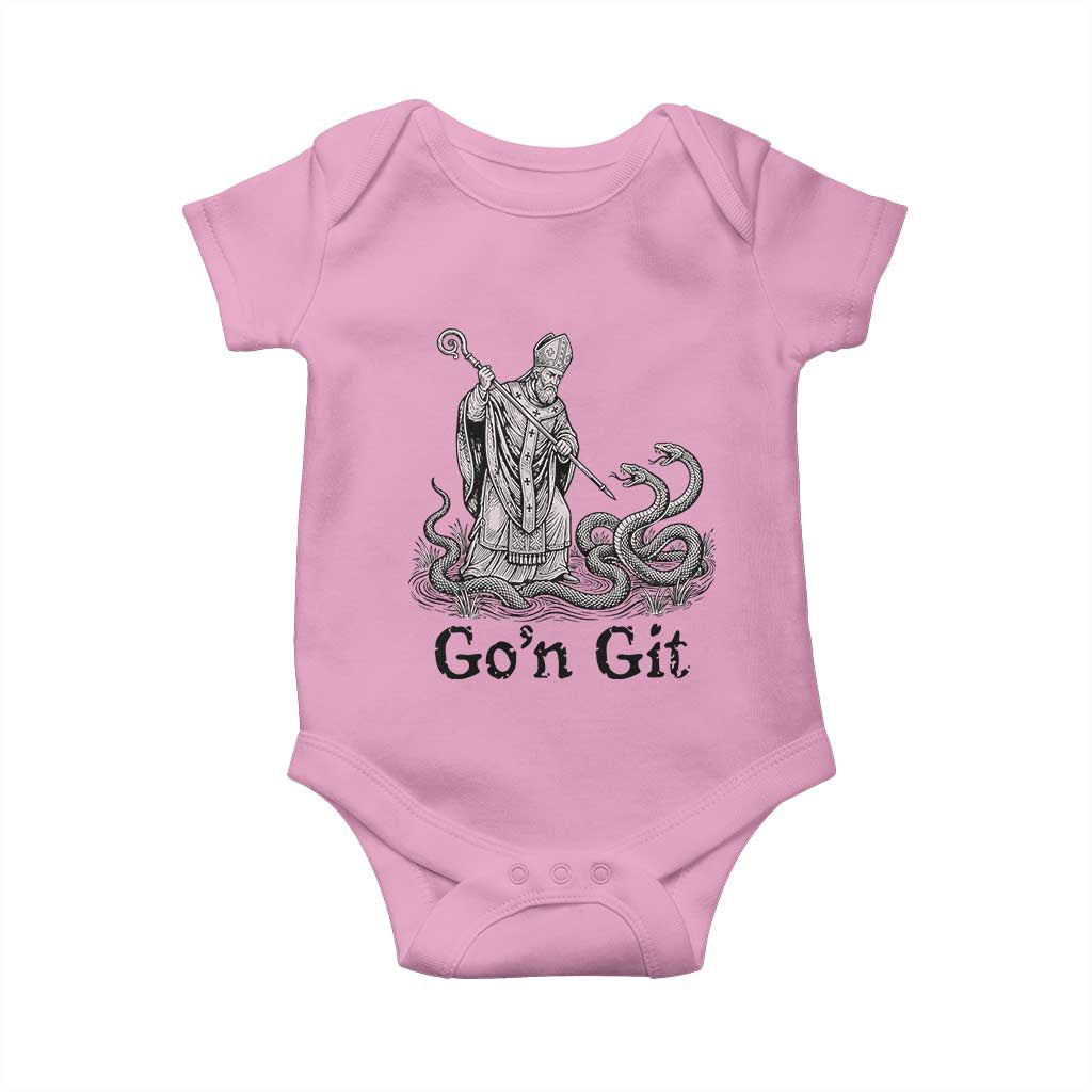 Go'n Git Funny Saint Patrick Banishing Snakes Baby Onesie Irish History Humor St Patricks Day