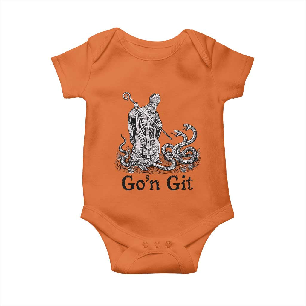 Go'n Git Funny Saint Patrick Banishing Snakes Baby Onesie Irish History Humor St Patricks Day