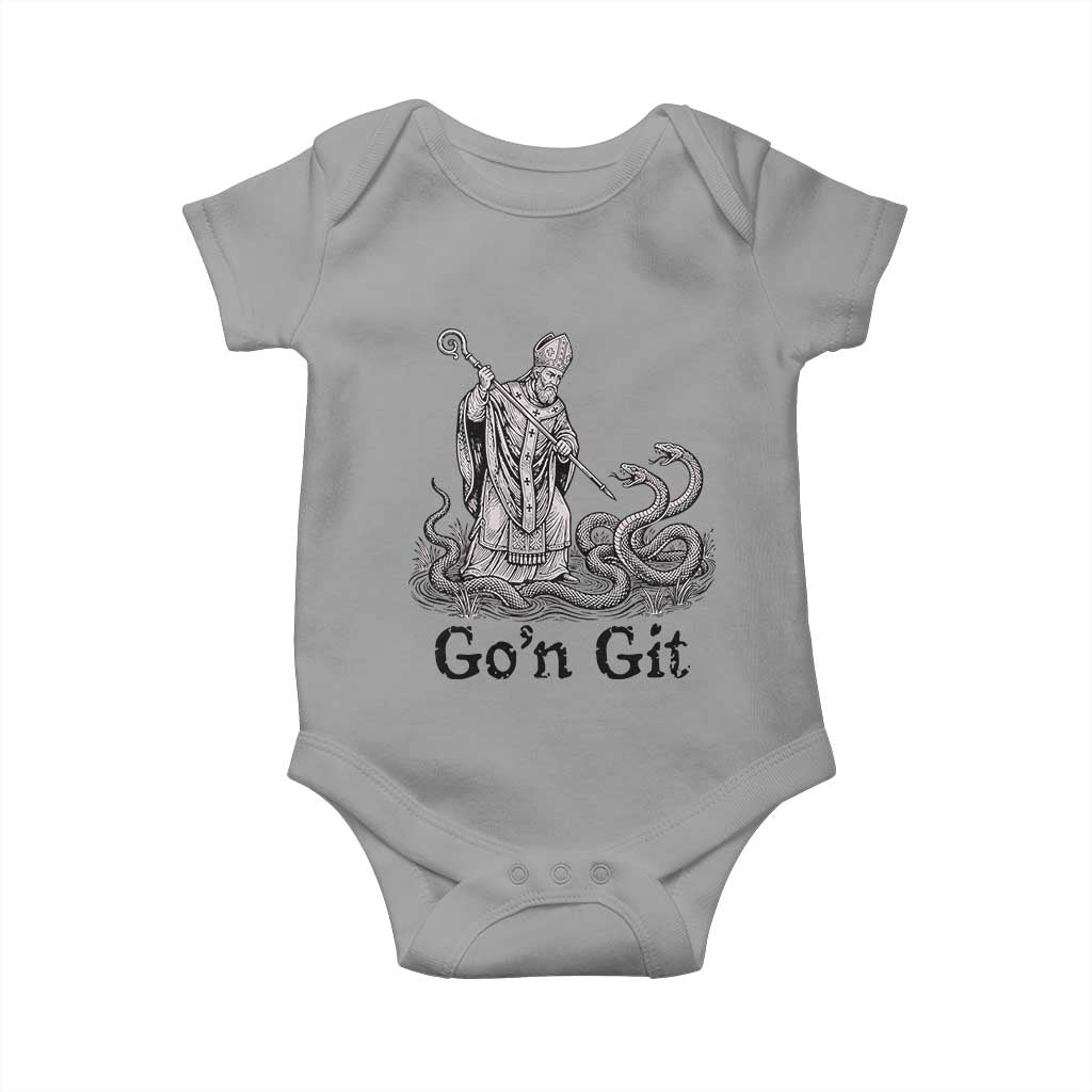 Go'n Git Funny Saint Patrick Banishing Snakes Baby Onesie Irish History Humor St Patricks Day
