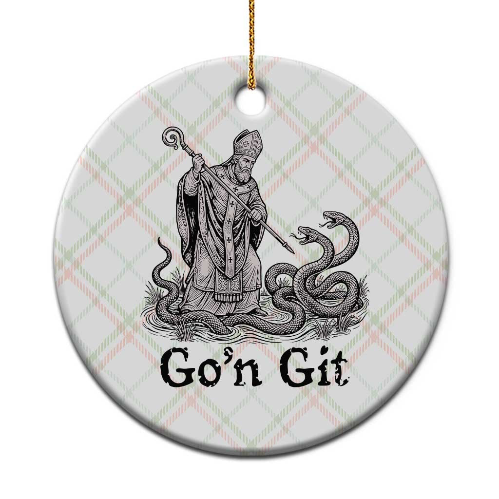 Go'n Git Funny Saint Patrick Banishing Snakes Ceramic Ornament Irish History Humor St Patricks Day