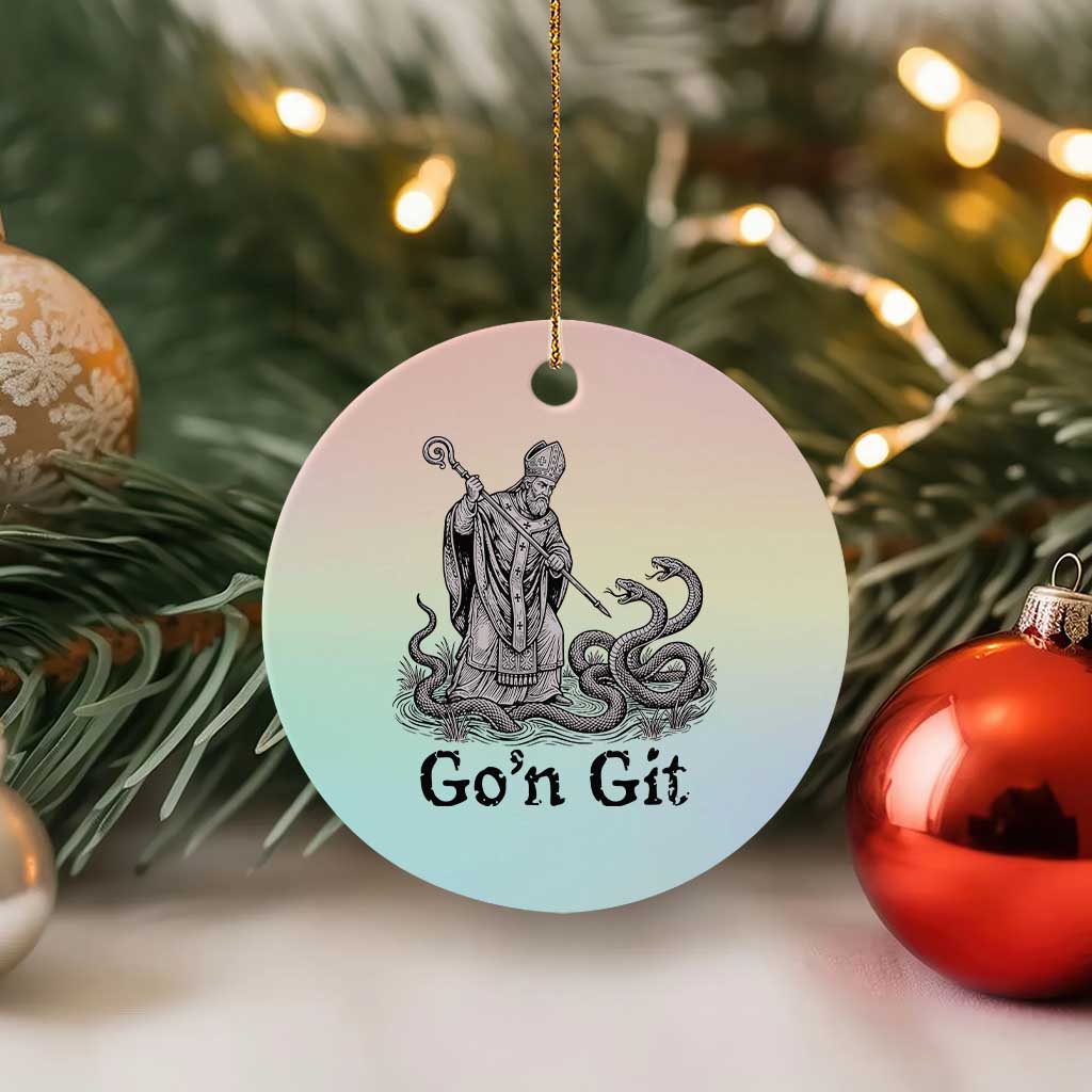 Go'n Git Funny Saint Patrick Banishing Snakes Ceramic Ornament Irish History Humor St Patricks Day
