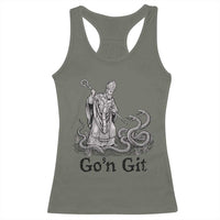 Go'n Git Funny Saint Patrick Banishing Snakes Racerback Tank Top Irish History Humor St Patricks Day