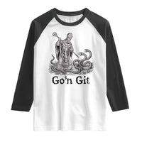 Go'n Git Funny Saint Patrick Banishing Snakes Raglan Shirt Irish History Humor St Patricks Day