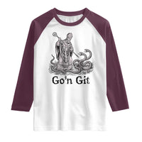 Go'n Git Funny Saint Patrick Banishing Snakes Raglan Shirt Irish History Humor St Patricks Day