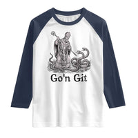 Go'n Git Funny Saint Patrick Banishing Snakes Raglan Shirt Irish History Humor St Patricks Day