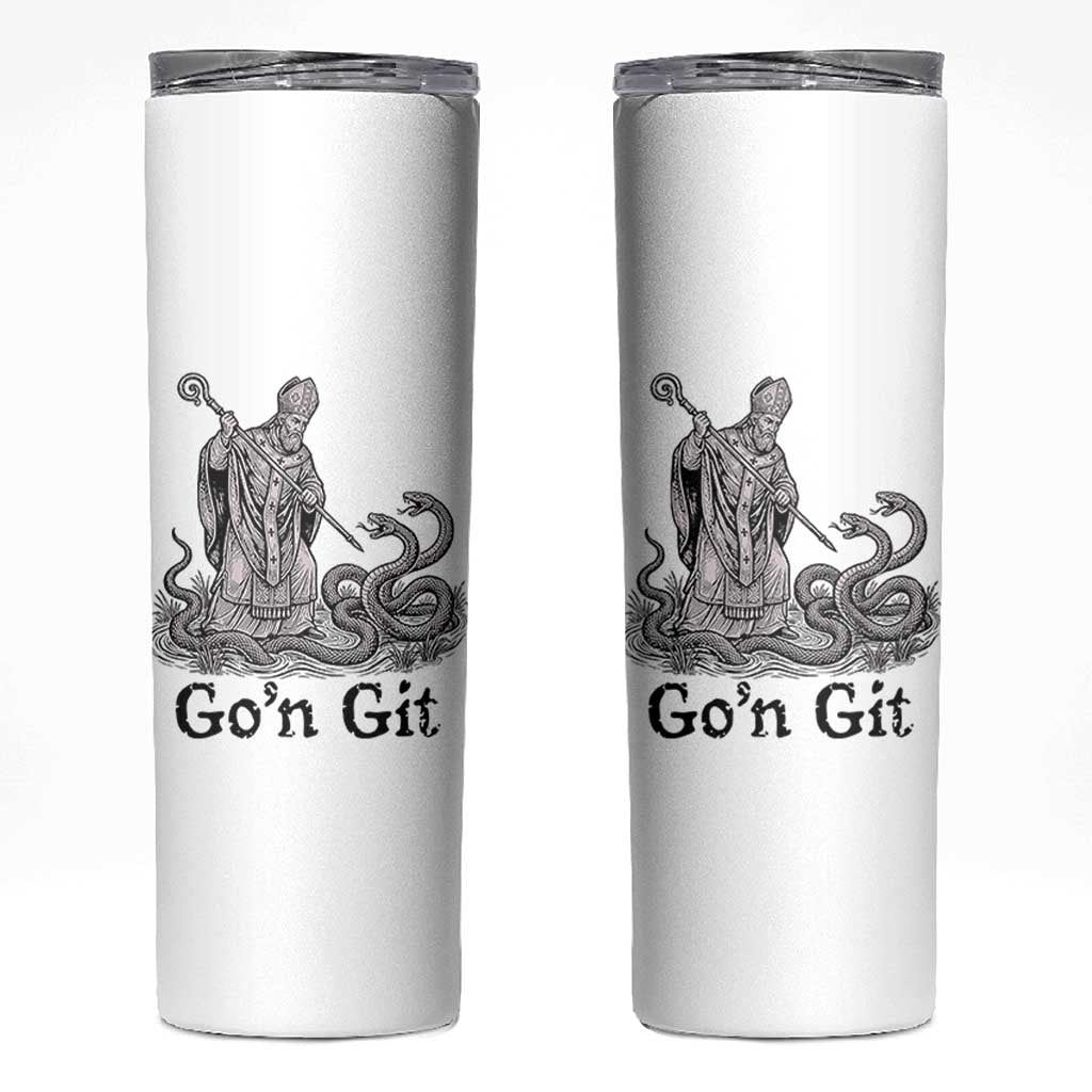 Go'n Git Funny Saint Patrick Banishing Snakes Skinny Tumbler Irish History Humor St Patricks Day