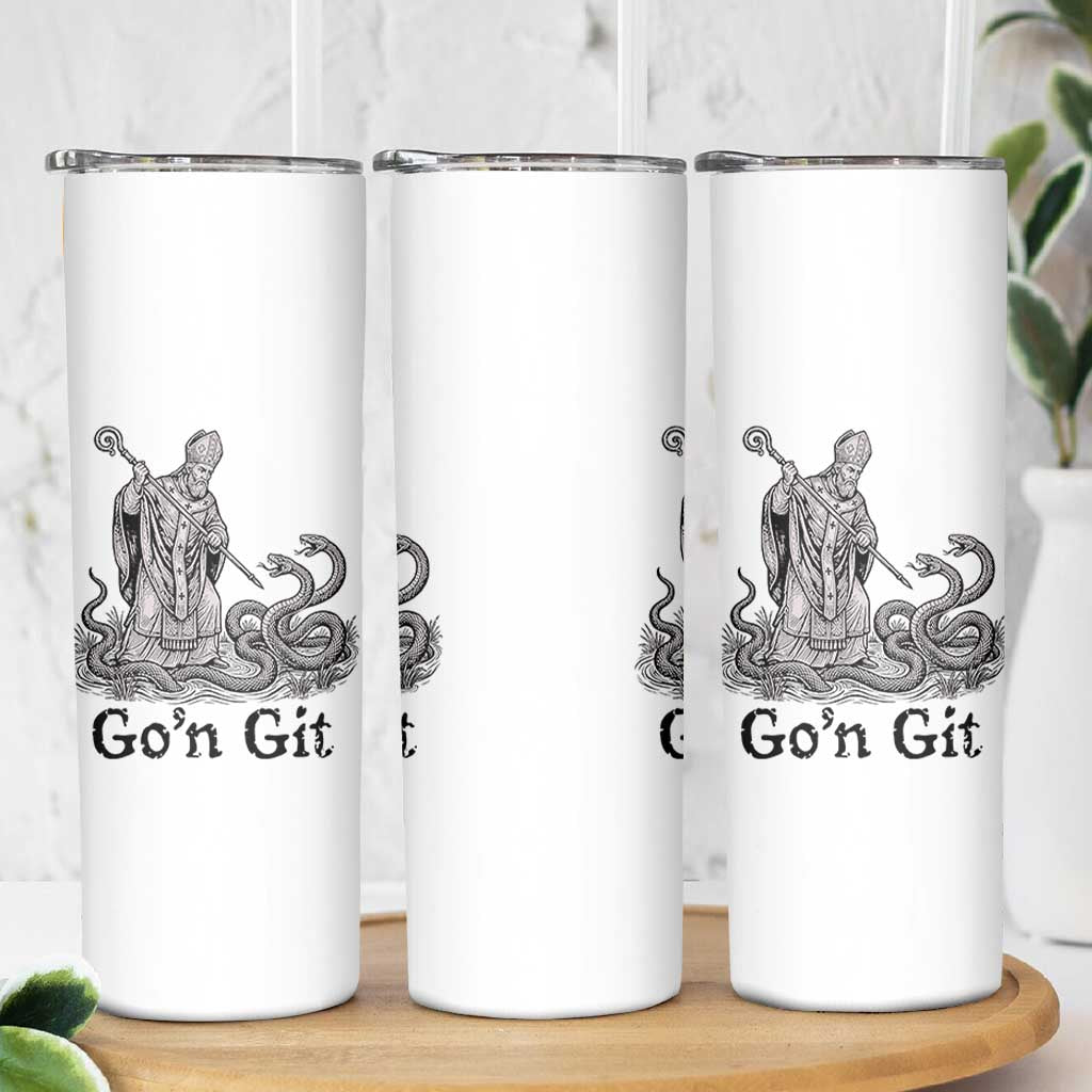 Go'n Git Funny Saint Patrick Banishing Snakes Skinny Tumbler Irish History Humor St Patricks Day