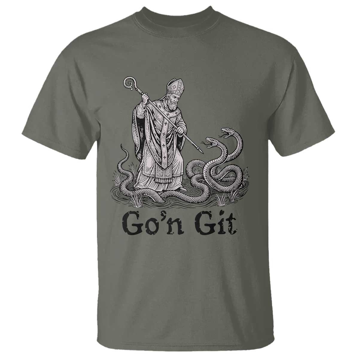 Go'n Git Funny Saint Patrick Banishing Snakes T Shirt Irish History Humor St Patricks Day