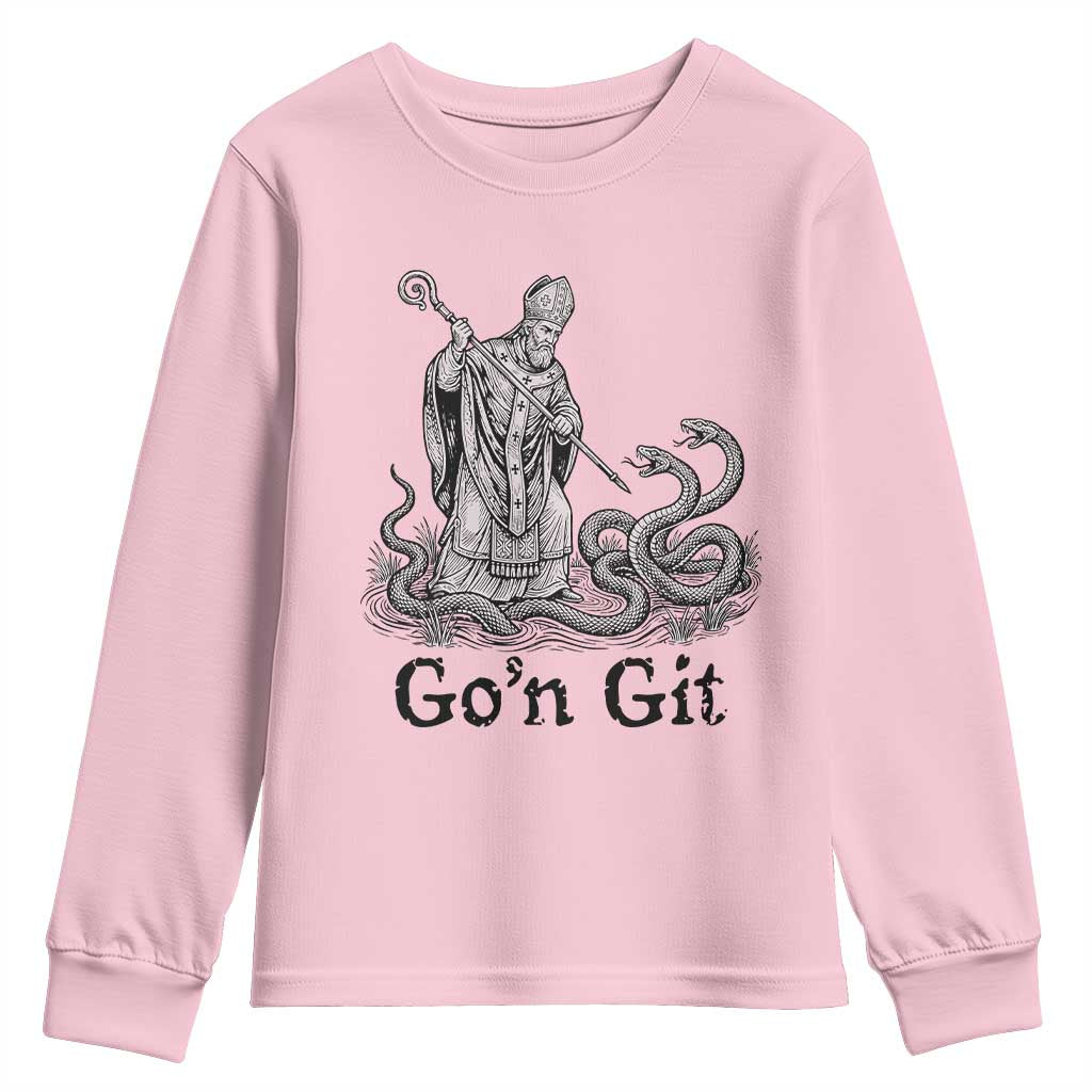 Go'n Git Funny Saint Patrick Banishing Snakes Youth Sweatshirt Irish History Humor St Patricks Day