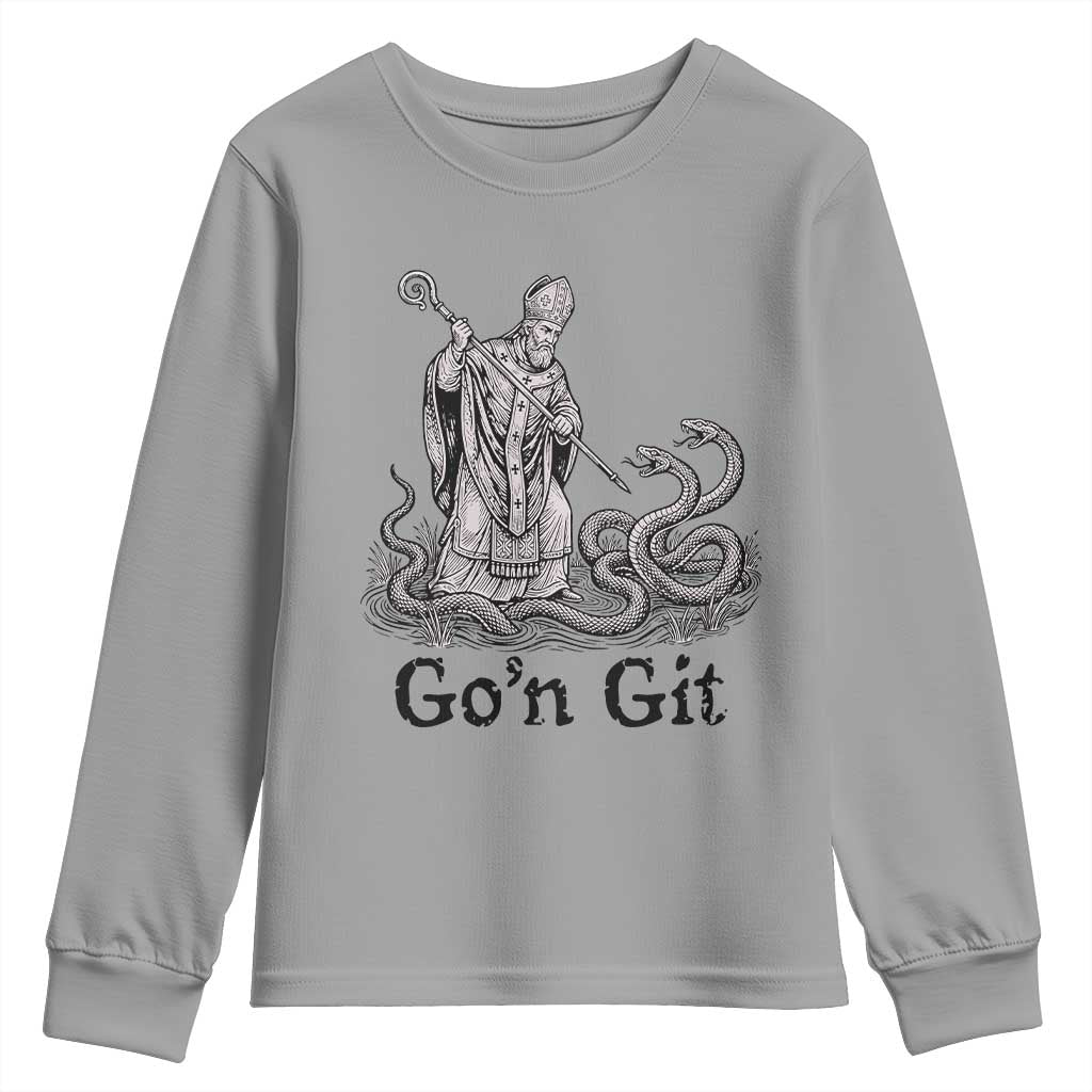 Go'n Git Funny Saint Patrick Banishing Snakes Youth Sweatshirt Irish History Humor St Patricks Day