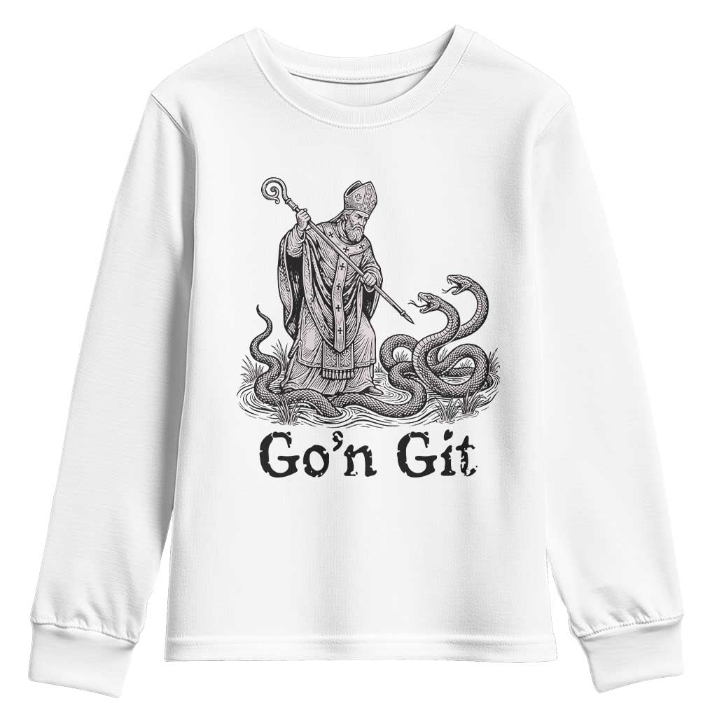Go'n Git Funny Saint Patrick Banishing Snakes Youth Sweatshirt Irish History Humor St Patricks Day