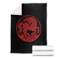 Year of the Fire Horse 1966 2026 Red Graphic Throw Blanket 60 Years Chinese Zodiac Horse Vintage Style