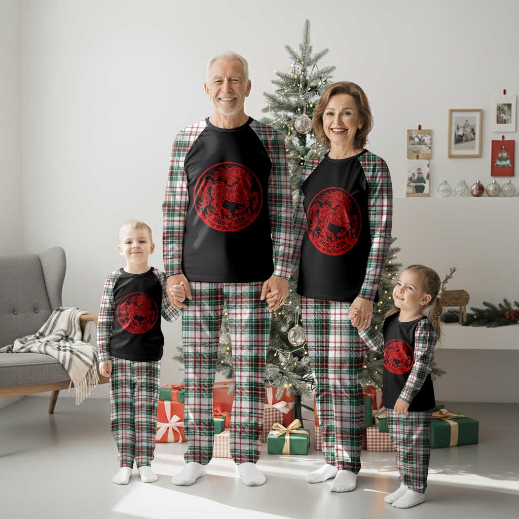 Year of the Fire Horse 1966 2026 Red Graphic Plaid Pajama Set 60 Years Chinese Zodiac Horse Vintage Style