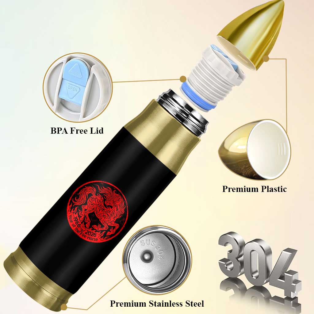 Year of the Fire Horse 1966 2026 Red Graphic Bullet Tumbler 60 Years Chinese Zodiac Horse Vintage Style