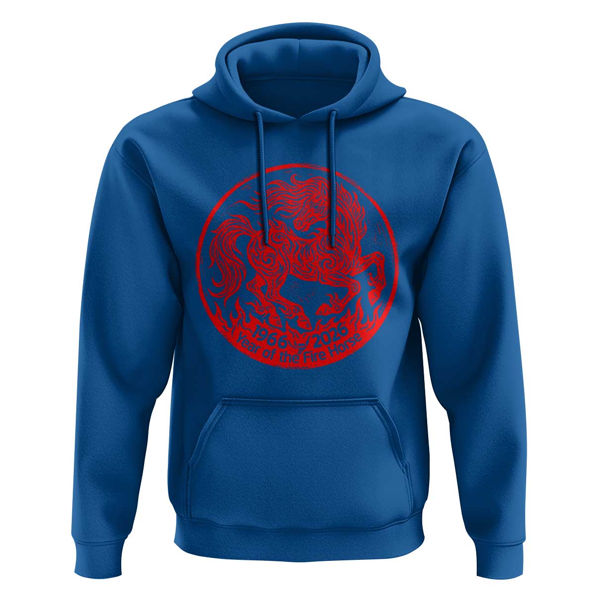 Year of the Fire Horse 1966 2026 Red Graphic Hoodie 60 Years Chinese Zodiac Horse Vintage Style