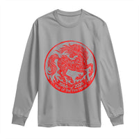 Year of the Fire Horse 1966 2026 Red Graphic Long Sleeve Shirt 60 Years Chinese Zodiac Horse Vintage Style