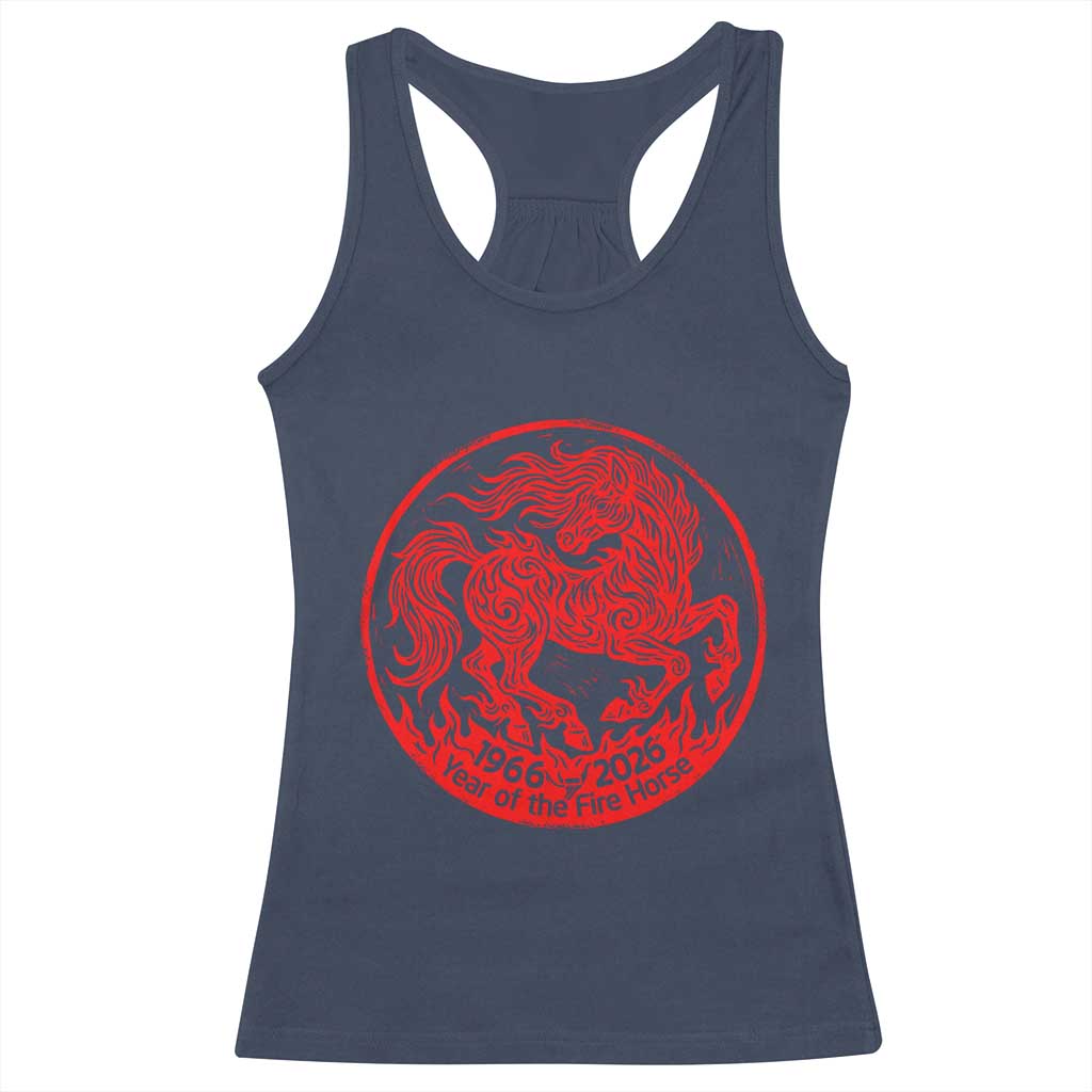 Year of the Fire Horse 1966 2026 Red Graphic Racerback Tank Top 60 Years Chinese Zodiac Horse Vintage Style