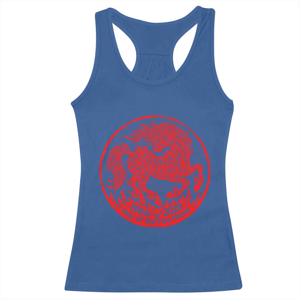 Year of the Fire Horse 1966 2026 Red Graphic Racerback Tank Top 60 Years Chinese Zodiac Horse Vintage Style