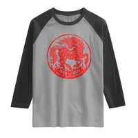 Year of the Fire Horse 1966 2026 Red Graphic Raglan Shirt 60 Years Chinese Zodiac Horse Vintage Style