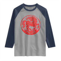 Year of the Fire Horse 1966 2026 Red Graphic Raglan Shirt 60 Years Chinese Zodiac Horse Vintage Style