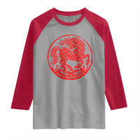 Year of the Fire Horse 1966 2026 Red Graphic Raglan Shirt 60 Years Chinese Zodiac Horse Vintage Style