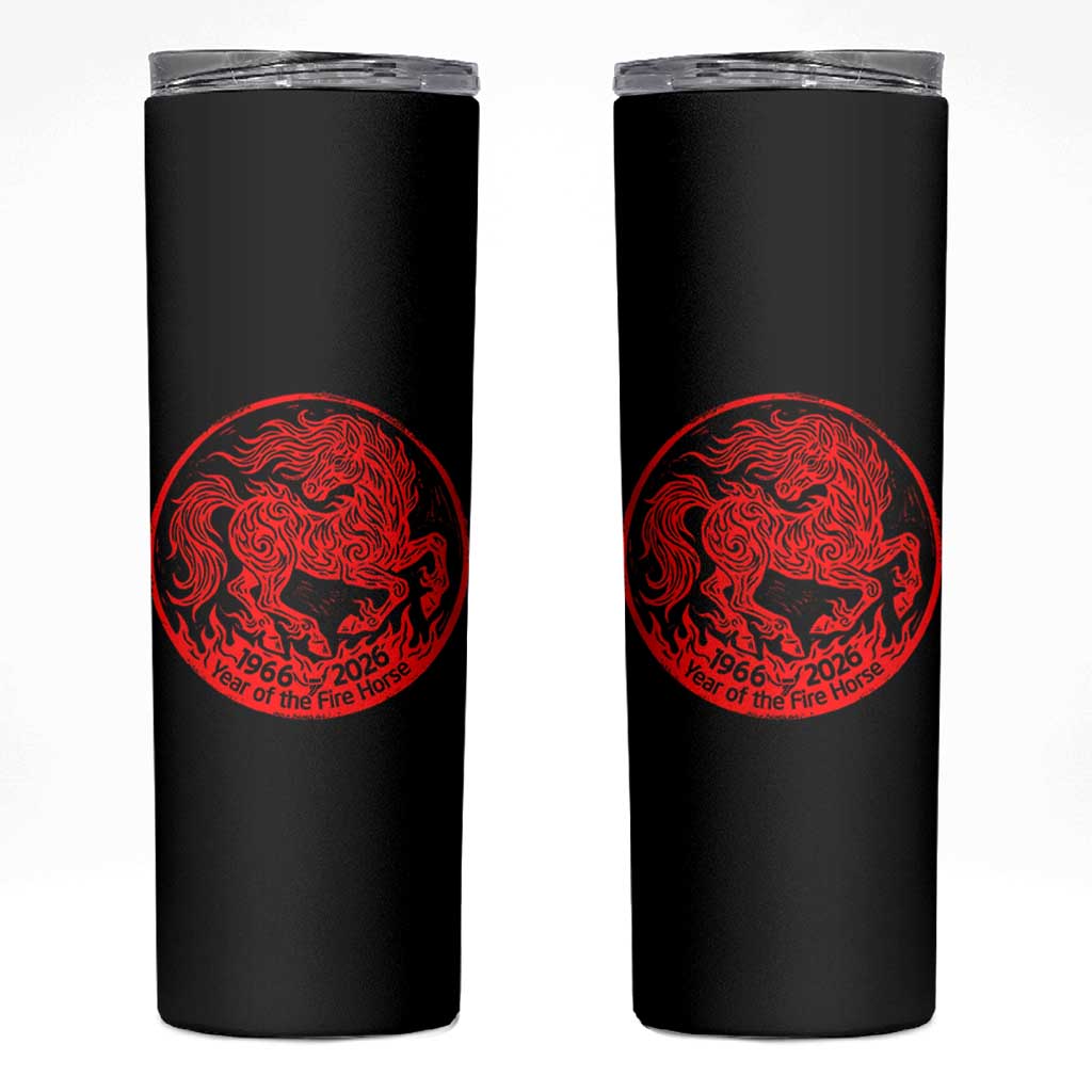 Year of the Fire Horse 1966 2026 Red Graphic Skinny Tumbler 60 Years Chinese Zodiac Horse Vintage Style