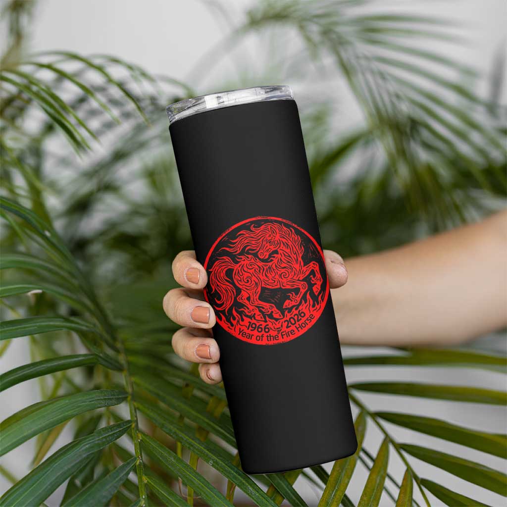 Year of the Fire Horse 1966 2026 Red Graphic Skinny Tumbler 60 Years Chinese Zodiac Horse Vintage Style
