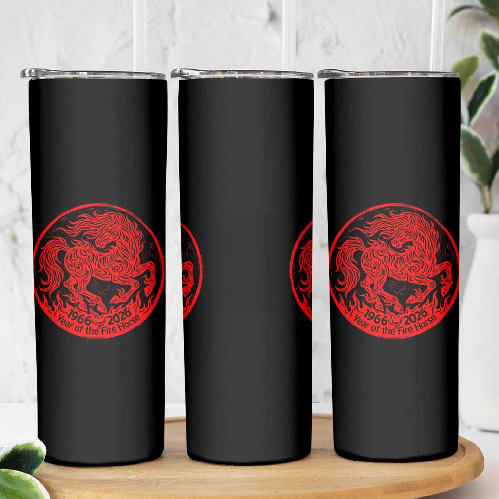 Year of the Fire Horse 1966 2026 Red Graphic Skinny Tumbler 60 Years Chinese Zodiac Horse Vintage Style