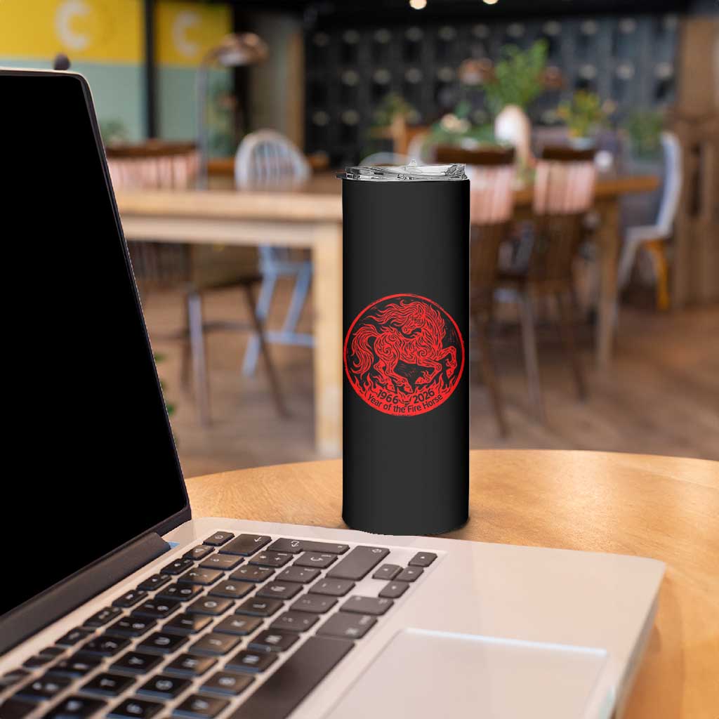 Year of the Fire Horse 1966 2026 Red Graphic Skinny Tumbler 60 Years Chinese Zodiac Horse Vintage Style
