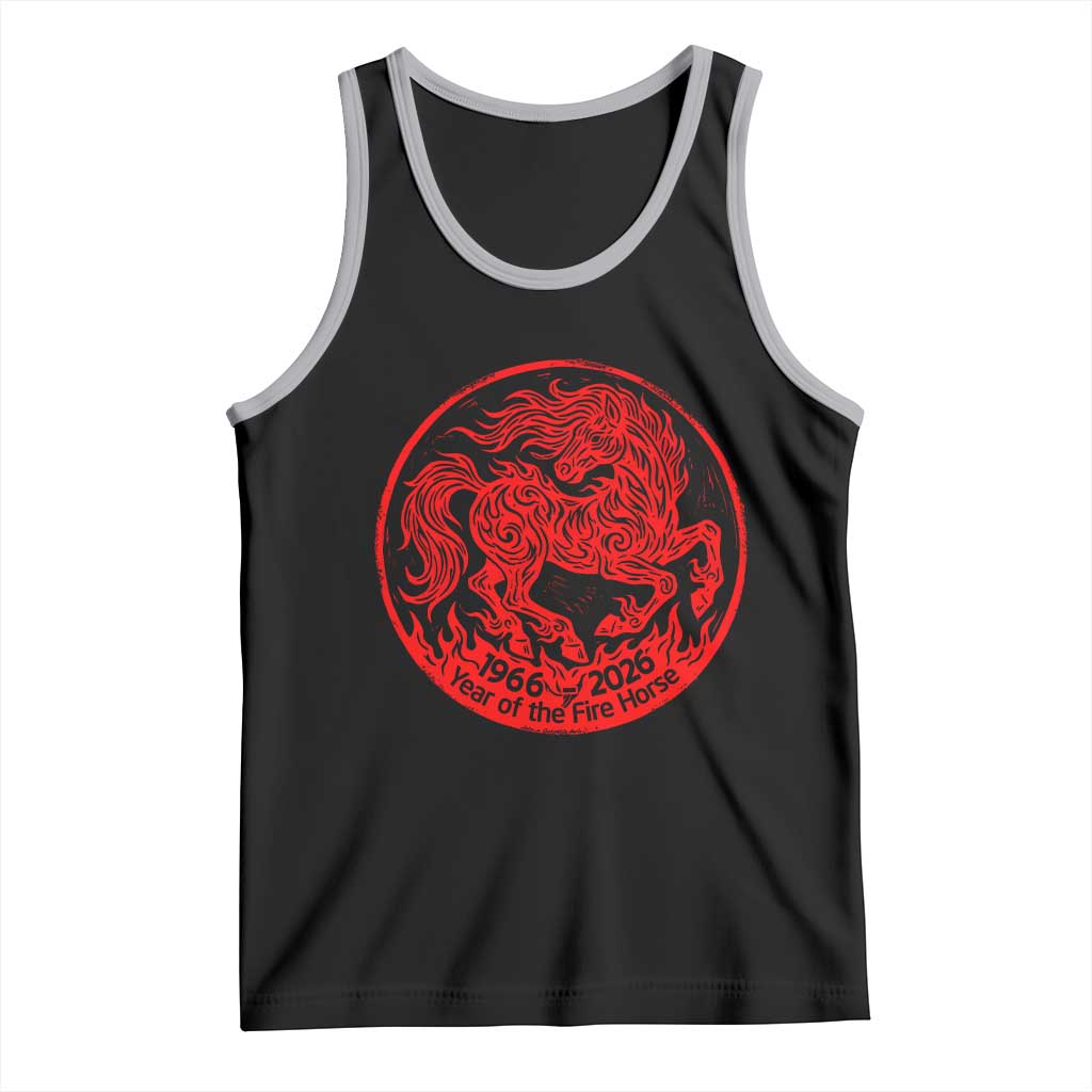 Year of the Fire Horse 1966 2026 Red Graphic Tank Top 60 Years Chinese Zodiac Horse Vintage Style