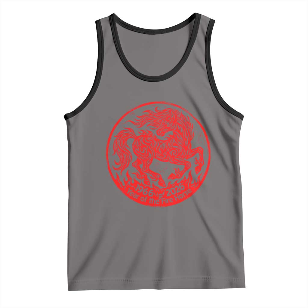 Year of the Fire Horse 1966 2026 Red Graphic Tank Top 60 Years Chinese Zodiac Horse Vintage Style