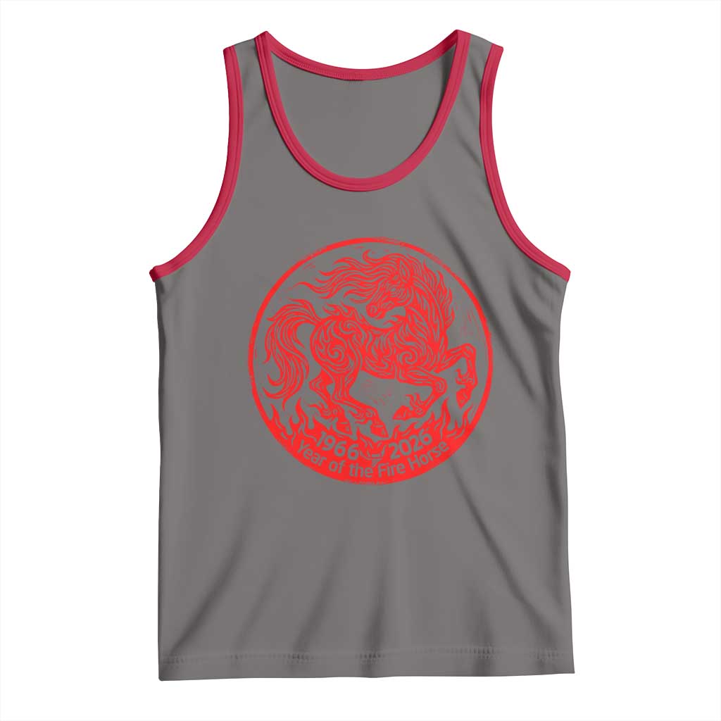 Year of the Fire Horse 1966 2026 Red Graphic Tank Top 60 Years Chinese Zodiac Horse Vintage Style