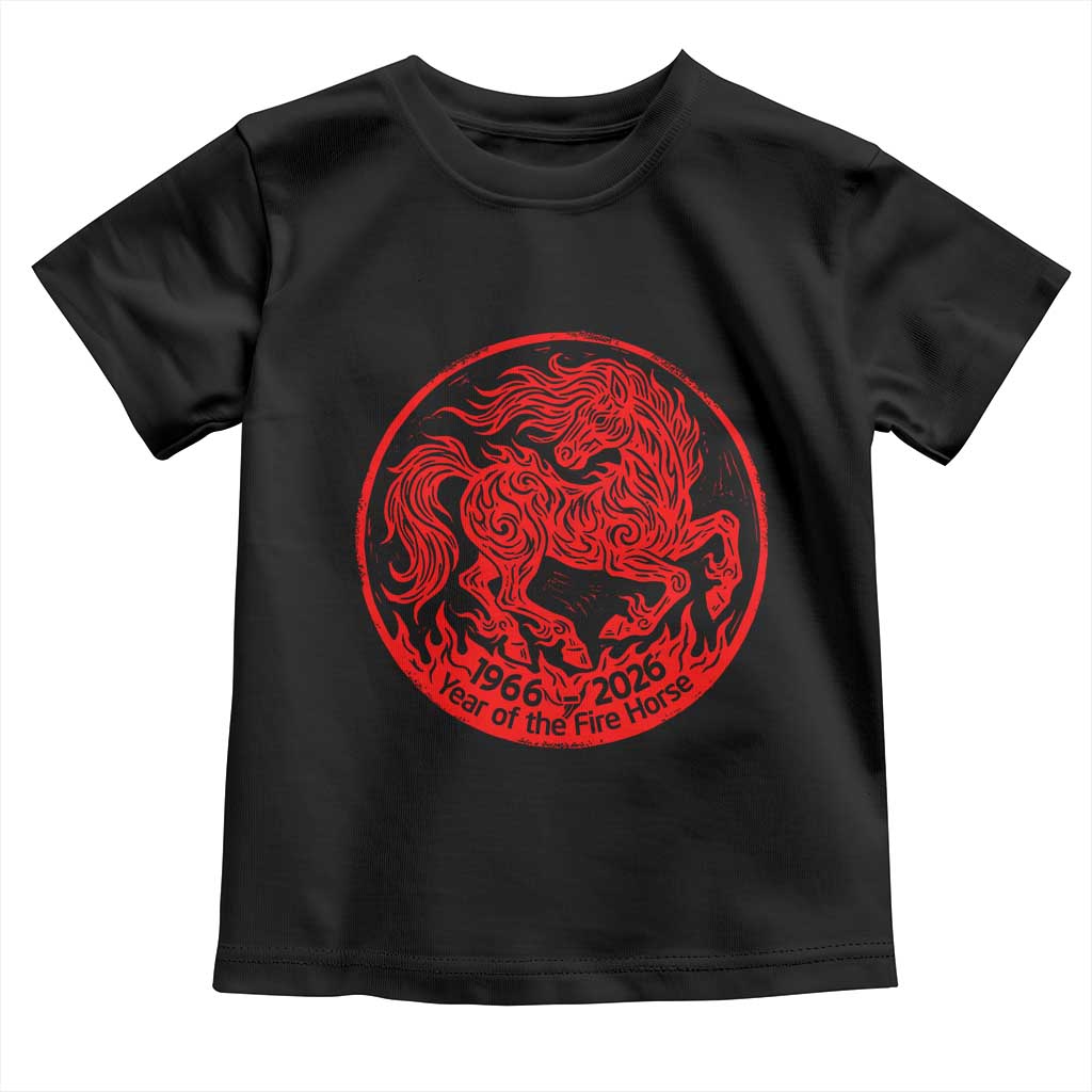Year of the Fire Horse 1966 2026 Red Graphic Toddler T Shirt 60 Years Chinese Zodiac Horse Vintage Style
