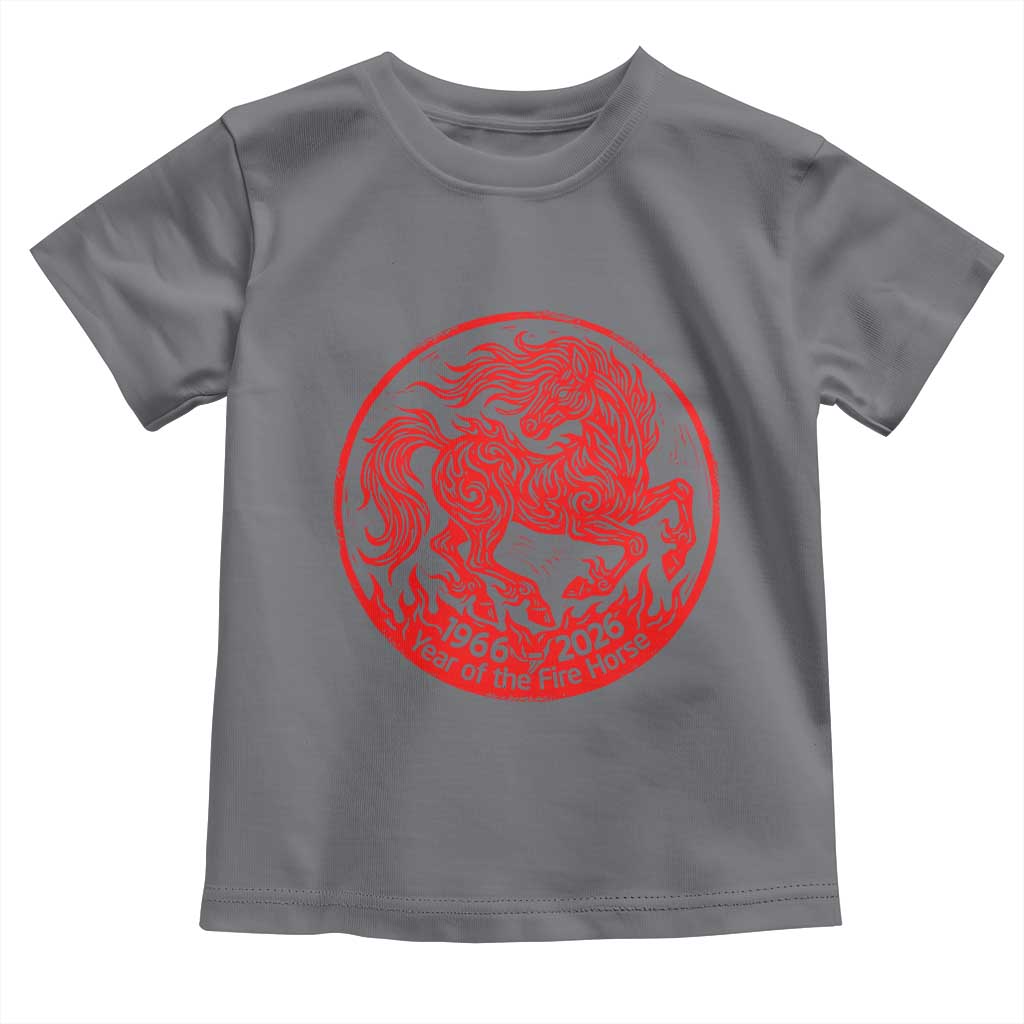 Year of the Fire Horse 1966 2026 Red Graphic Toddler T Shirt 60 Years Chinese Zodiac Horse Vintage Style