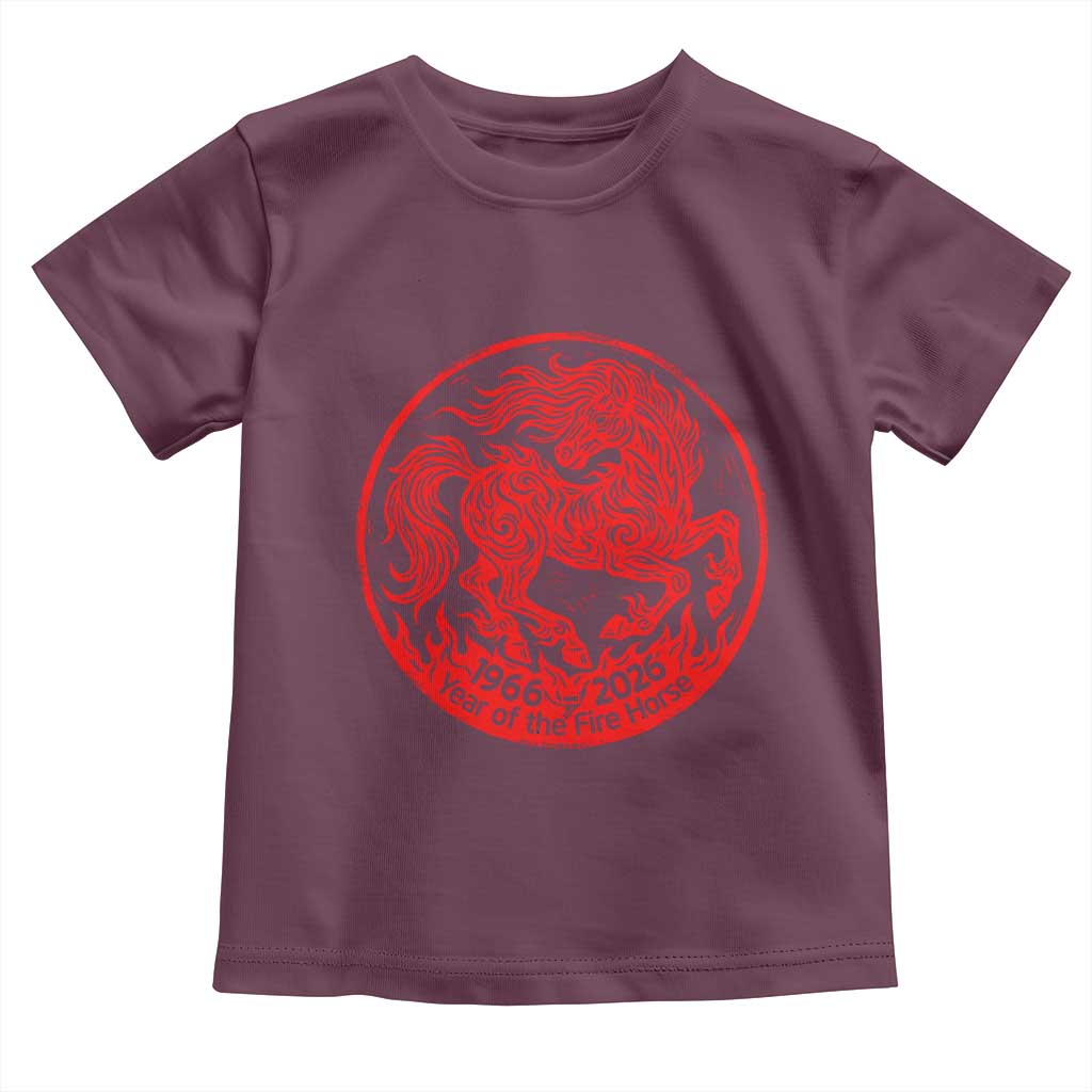 Year of the Fire Horse 1966 2026 Red Graphic Toddler T Shirt 60 Years Chinese Zodiac Horse Vintage Style