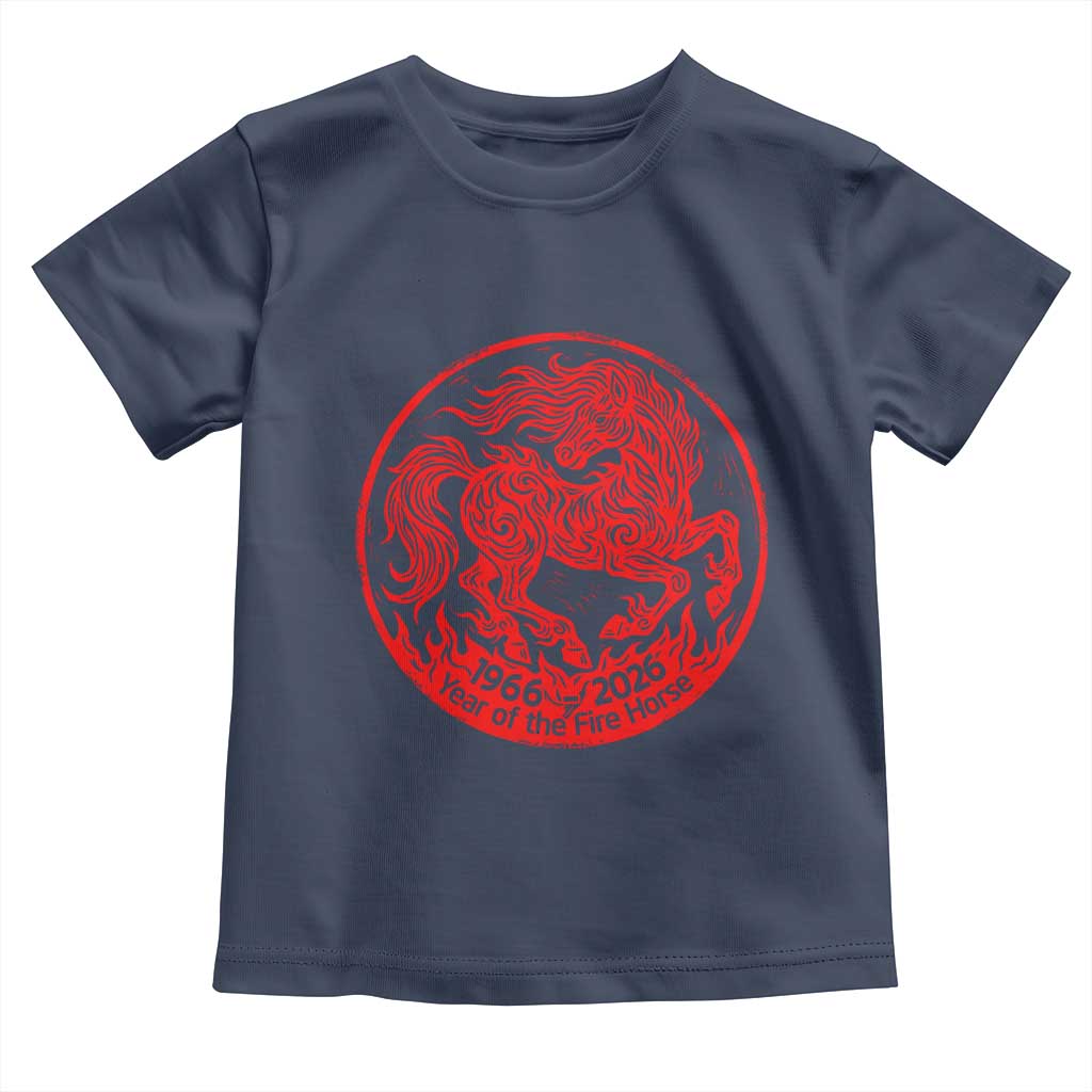 Year of the Fire Horse 1966 2026 Red Graphic Toddler T Shirt 60 Years Chinese Zodiac Horse Vintage Style